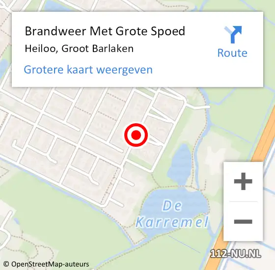 Locatie op kaart van de 112 melding: Brandweer Met Grote Spoed Naar Heiloo, Groot Barlaken op 18 augustus 2018 13:42