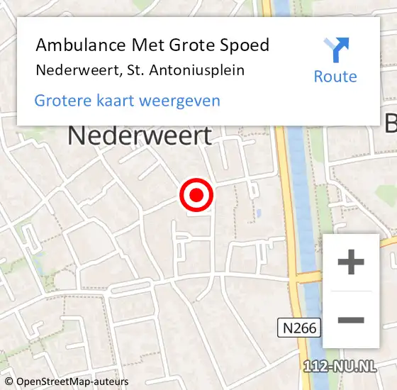 Locatie op kaart van de 112 melding: Ambulance Met Grote Spoed Naar Nederweert, St. Antoniusplein op 18 augustus 2018 14:44