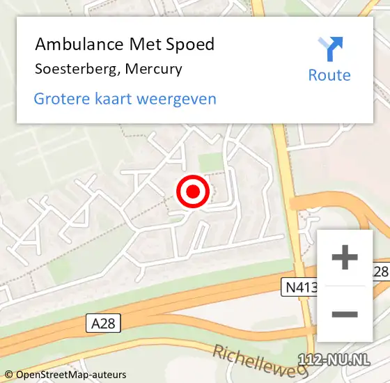 Locatie op kaart van de 112 melding: Ambulance Met Spoed Naar Soesterberg, Mercury op 18 augustus 2018 15:10