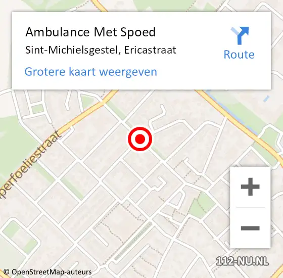 Locatie op kaart van de 112 melding: Ambulance Met Spoed Naar Sint-Michielsgestel, Ericastraat op 18 augustus 2018 15:11