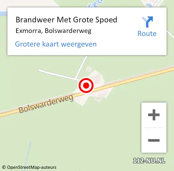 Locatie op kaart van de 112 melding: Brandweer Met Grote Spoed Naar Exmorra, Bolswarderweg op 18 augustus 2018 16:13