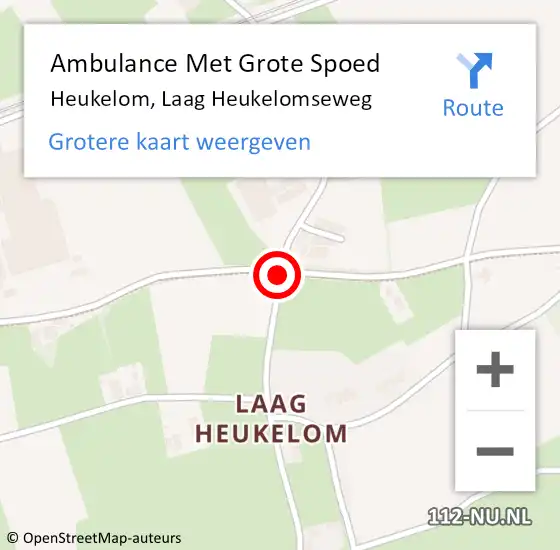 Locatie op kaart van de 112 melding: Ambulance Met Grote Spoed Naar Heukelom, Laag Heukelomseweg op 18 augustus 2018 16:17
