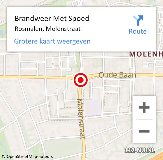 Locatie op kaart van de 112 melding: Brandweer Met Spoed Naar Rosmalen, Molenstraat op 18 augustus 2018 16:29