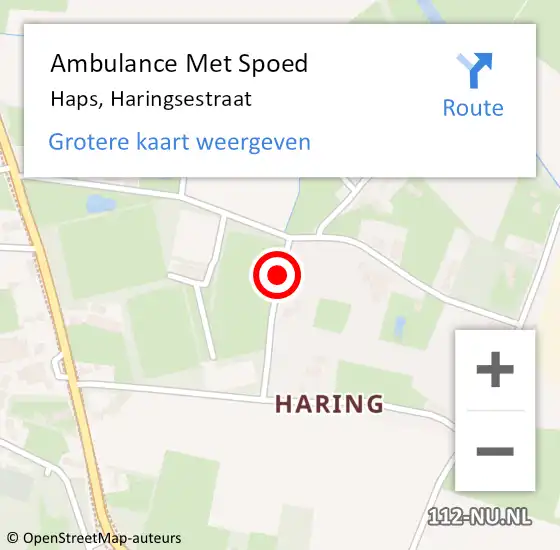 Locatie op kaart van de 112 melding: Ambulance Met Spoed Naar Haps, Haringsestraat op 18 augustus 2018 16:30