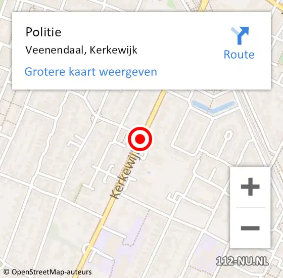 Locatie op kaart van de 112 melding: Politie Veenendaal, Kerkewijk op 18 augustus 2018 16:50