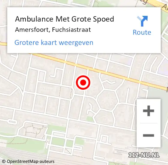 Locatie op kaart van de 112 melding: Ambulance Met Grote Spoed Naar Amersfoort, Fuchsiastraat op 18 augustus 2018 16:57