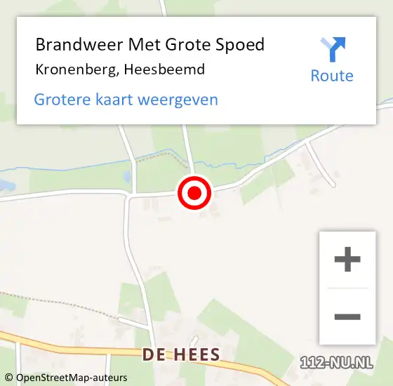 Locatie op kaart van de 112 melding: Brandweer Met Grote Spoed Naar Kronenberg, Heesbeemd op 18 augustus 2018 16:59