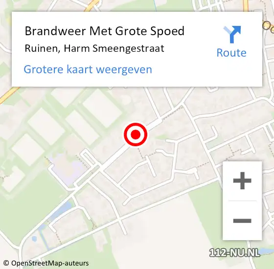 Locatie op kaart van de 112 melding: Brandweer Met Grote Spoed Naar Ruinen, Harm Smeengestraat op 18 augustus 2018 17:07