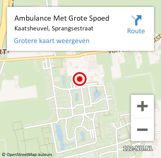 Locatie op kaart van de 112 melding: Ambulance Met Grote Spoed Naar Kaatsheuvel, Sprangsestraat op 18 augustus 2018 17:27