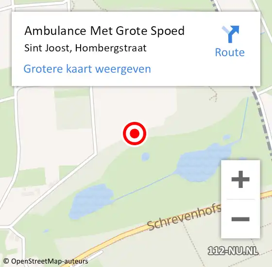 Locatie op kaart van de 112 melding: Ambulance Met Grote Spoed Naar Sint Joost, Hombergstraat op 18 augustus 2018 18:11