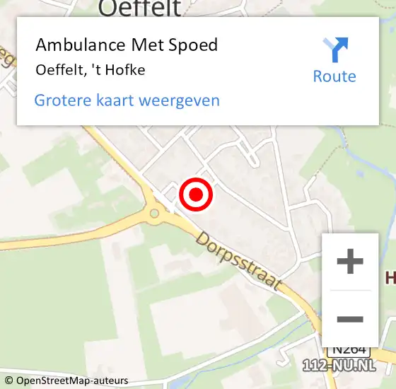 Locatie op kaart van de 112 melding: Ambulance Met Spoed Naar Oeffelt, 't Hofke op 18 augustus 2018 18:11