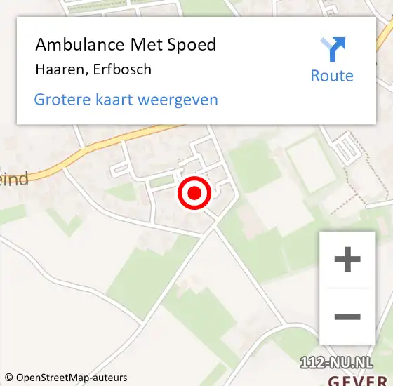 Locatie op kaart van de 112 melding: Ambulance Met Spoed Naar Haaren, Erfbosch op 18 augustus 2018 18:30