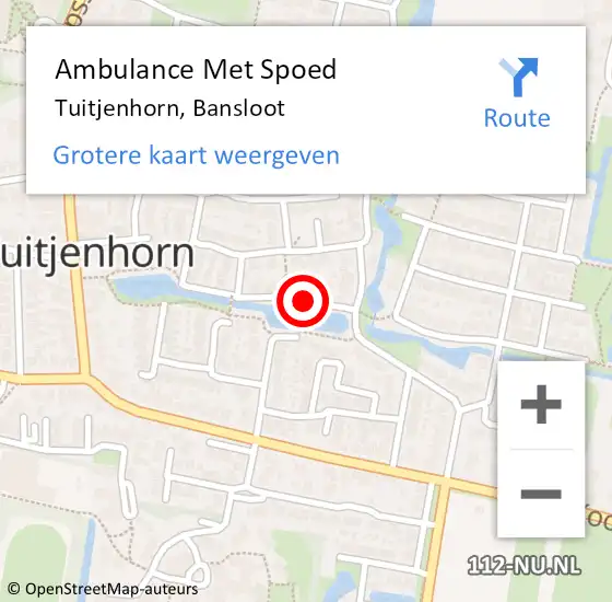 Locatie op kaart van de 112 melding: Ambulance Met Spoed Naar Tuitjenhorn, Bansloot op 18 augustus 2018 18:54