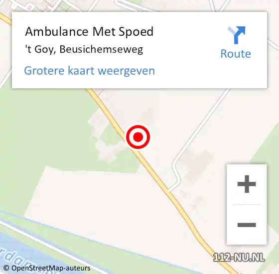 Locatie op kaart van de 112 melding: Ambulance Met Spoed Naar 't Goy, Beusichemseweg op 18 augustus 2018 18:54