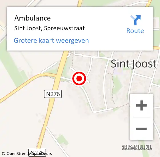 Locatie op kaart van de 112 melding: Ambulance Sint Joost, Spreeuwstraat op 6 maart 2014 12:15
