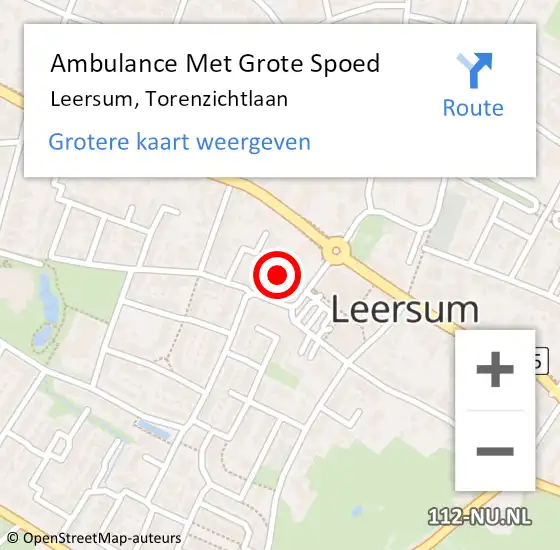 Locatie op kaart van de 112 melding: Ambulance Met Grote Spoed Naar Leersum, Torenzichtlaan op 18 augustus 2018 19:21