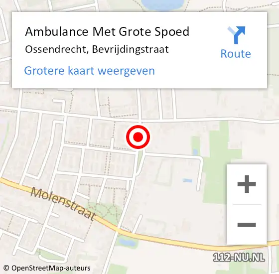 Locatie op kaart van de 112 melding: Ambulance Met Grote Spoed Naar Ossendrecht, Bevrijdingstraat op 18 augustus 2018 19:26