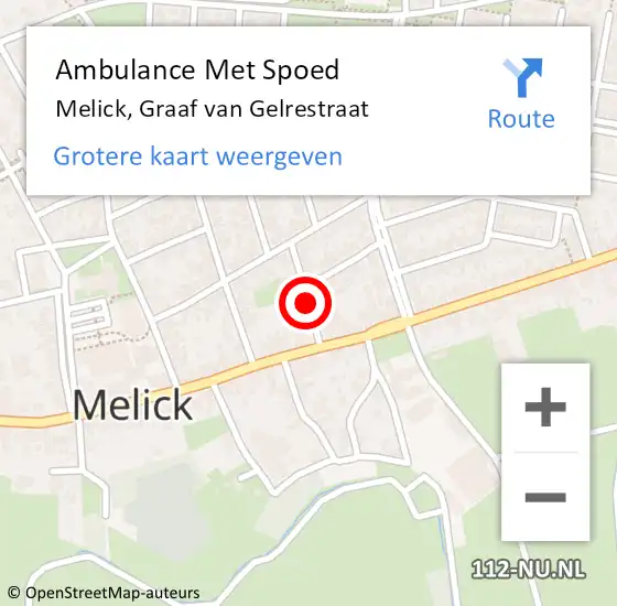 Locatie op kaart van de 112 melding: Ambulance Met Spoed Naar Melick, Graaf van Gelrestraat op 18 augustus 2018 19:29