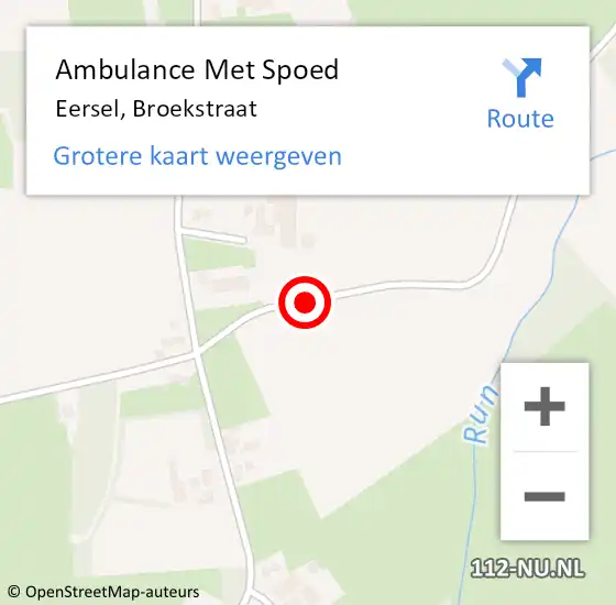 Locatie op kaart van de 112 melding: Ambulance Met Spoed Naar Eersel, Broekstraat op 18 augustus 2018 20:10