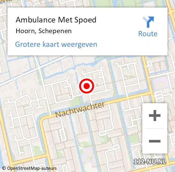 Locatie op kaart van de 112 melding: Ambulance Met Spoed Naar Hoorn, Schepenen op 18 augustus 2018 20:29