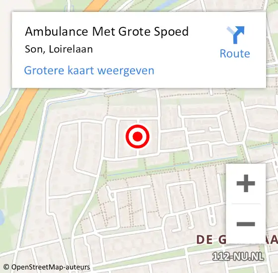 Locatie op kaart van de 112 melding: Ambulance Met Grote Spoed Naar Son, Loirelaan op 18 augustus 2018 20:31