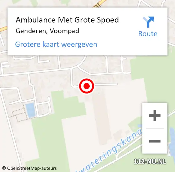 Locatie op kaart van de 112 melding: Ambulance Met Grote Spoed Naar Genderen, Voompad op 18 augustus 2018 20:34