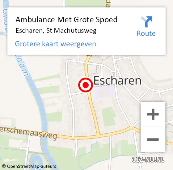 Locatie op kaart van de 112 melding: Ambulance Met Grote Spoed Naar Escharen, St Machutusweg op 6 maart 2014 12:23