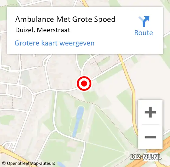 Locatie op kaart van de 112 melding: Ambulance Met Grote Spoed Naar Duizel, Meerstraat op 18 augustus 2018 20:57