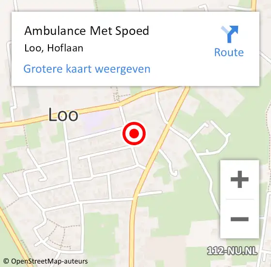 Locatie op kaart van de 112 melding: Ambulance Met Spoed Naar Loo, Hoflaan op 18 augustus 2018 21:22