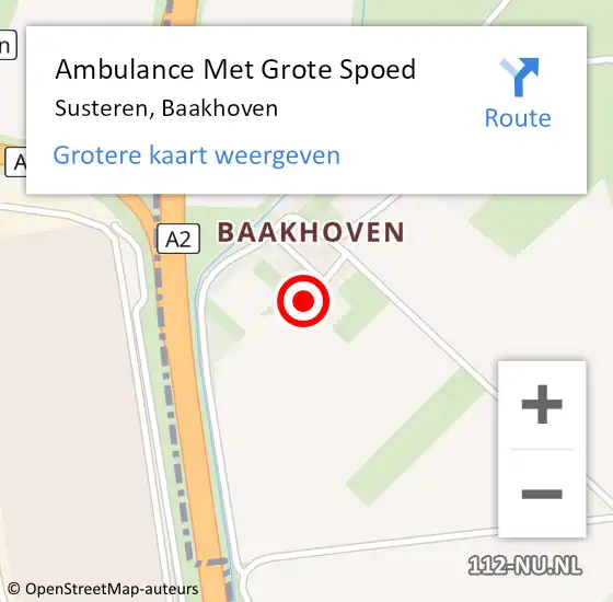 Locatie op kaart van de 112 melding: Ambulance Met Grote Spoed Naar Susteren, Baakhoven op 18 augustus 2018 21:29