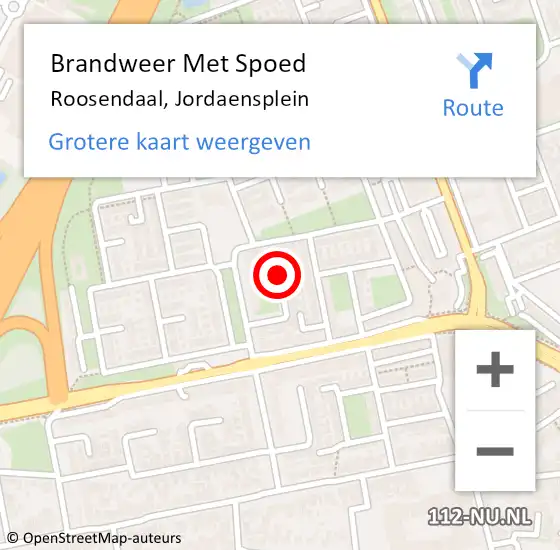 Locatie op kaart van de 112 melding: Brandweer Met Spoed Naar Roosendaal, Jordaensplein op 18 augustus 2018 21:33
