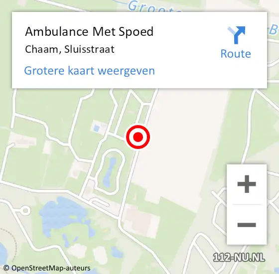 Locatie op kaart van de 112 melding: Ambulance Met Spoed Naar Chaam, Sluisstraat op 18 augustus 2018 21:40