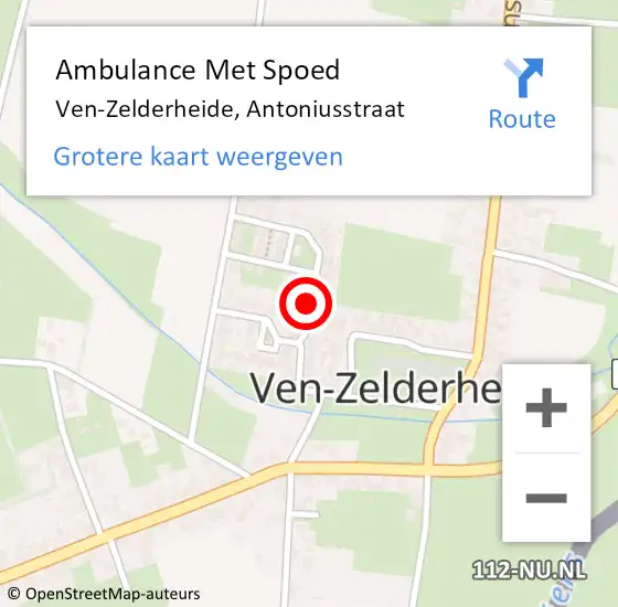 Locatie op kaart van de 112 melding: Ambulance Met Spoed Naar Ven-Zelderheide, Antoniusstraat op 18 augustus 2018 21:40