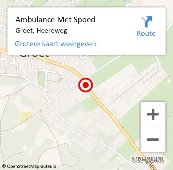 Locatie op kaart van de 112 melding: Ambulance Met Spoed Naar Groet, Heereweg op 18 augustus 2018 21:46