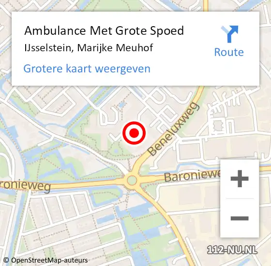 Locatie op kaart van de 112 melding: Ambulance Met Grote Spoed Naar IJsselstein, Marijke Meuhof op 18 augustus 2018 22:03