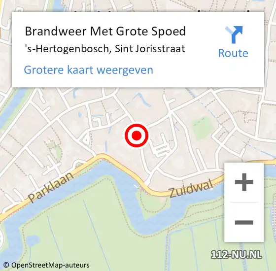 Locatie op kaart van de 112 melding: Brandweer Met Grote Spoed Naar 's-Hertogenbosch, Sint Jorisstraat op 18 augustus 2018 22:35