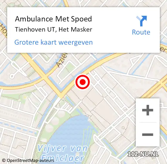 Locatie op kaart van de 112 melding: Ambulance Met Spoed Naar Tienhoven UT, Het Masker op 18 augustus 2018 23:17