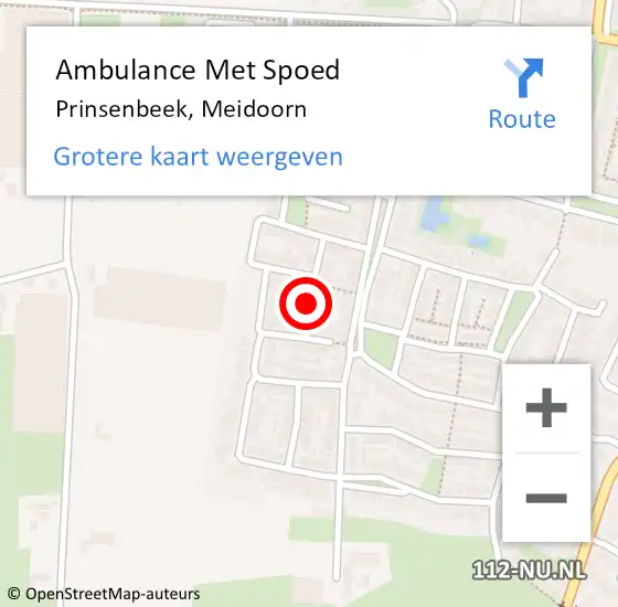 Locatie op kaart van de 112 melding: Ambulance Met Spoed Naar Prinsenbeek, Meidoorn op 19 augustus 2018 00:13