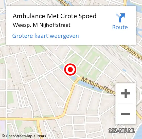 Locatie op kaart van de 112 melding: Ambulance Met Grote Spoed Naar Weesp, M Nijhoffstraat op 19 augustus 2018 02:44