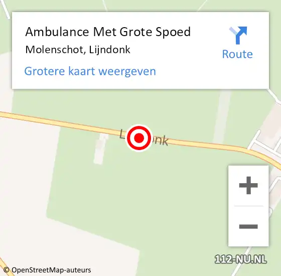 Locatie op kaart van de 112 melding: Ambulance Met Grote Spoed Naar Molenschot, Lijndonk op 19 augustus 2018 02:46