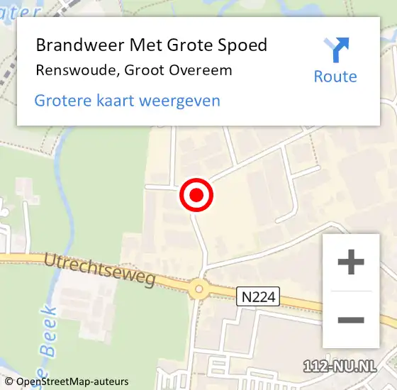 Locatie op kaart van de 112 melding: Brandweer Met Grote Spoed Naar Renswoude, Groot Overeem op 19 augustus 2018 02:55