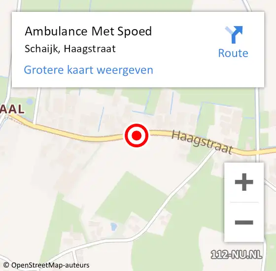 Locatie op kaart van de 112 melding: Ambulance Met Spoed Naar Schaijk, Haagstraat op 19 augustus 2018 03:02