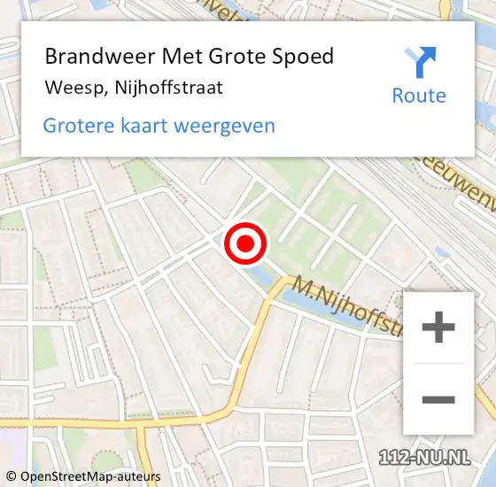 Locatie op kaart van de 112 melding: Brandweer Met Grote Spoed Naar Weesp, Nijhoffstraat op 19 augustus 2018 03:04