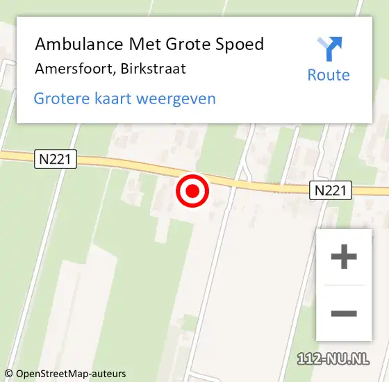 Locatie op kaart van de 112 melding: Ambulance Met Grote Spoed Naar Amersfoort, Birkstraat op 19 augustus 2018 05:52