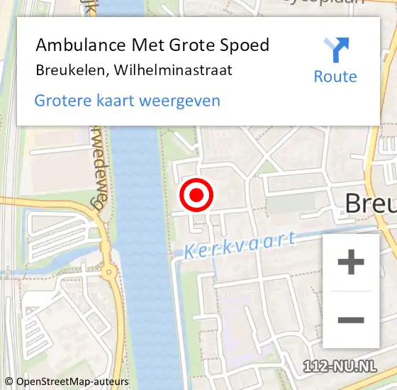 Locatie op kaart van de 112 melding: Ambulance Met Grote Spoed Naar Breukelen, Wilhelminastraat op 19 augustus 2018 08:27