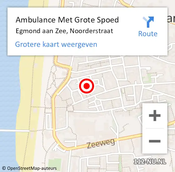 Locatie op kaart van de 112 melding: Ambulance Met Grote Spoed Naar Egmond aan Zee, Noorderstraat op 19 augustus 2018 09:16