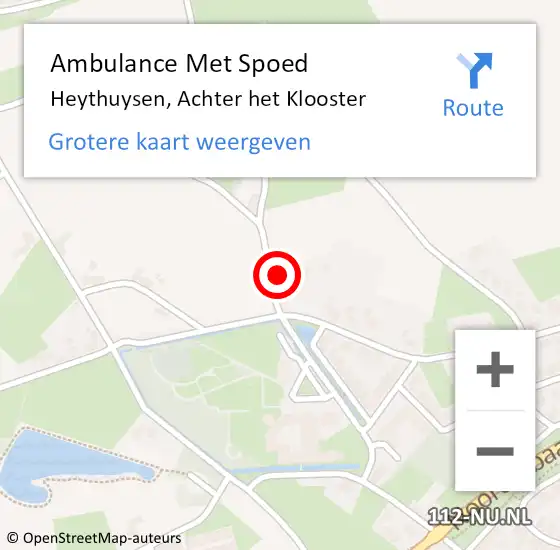 Locatie op kaart van de 112 melding: Ambulance Met Spoed Naar Heythuysen, Achter het Klooster op 6 maart 2014 12:51