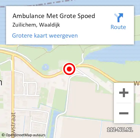 Locatie op kaart van de 112 melding: Ambulance Met Grote Spoed Naar Zuilichem, Waaldijk op 19 augustus 2018 09:30