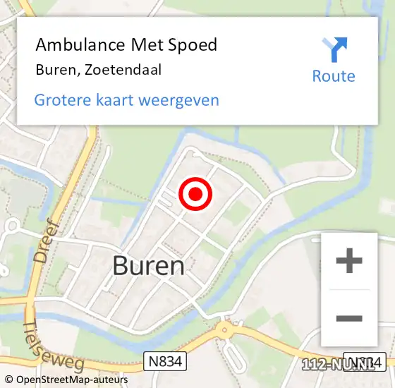 Locatie op kaart van de 112 melding: Ambulance Met Spoed Naar Buren, Zoetendaal op 19 augustus 2018 10:09