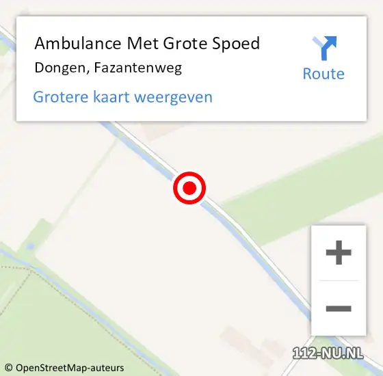 Locatie op kaart van de 112 melding: Ambulance Met Grote Spoed Naar Dongen, Fazantenweg op 19 augustus 2018 10:23